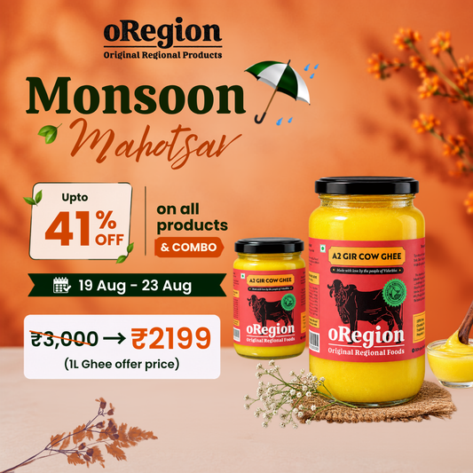 oRegion A2 Gir Cow Ghee | Bilona Ghee | Traditional Bilona Churned (Infused with Betel Leaf)