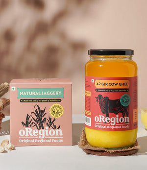 Natural Sugarcane Jaggery and A2 Gir Cow Ghee combo Natural Sugarcane Jaggery and A2 Gir Cow Ghee combo
