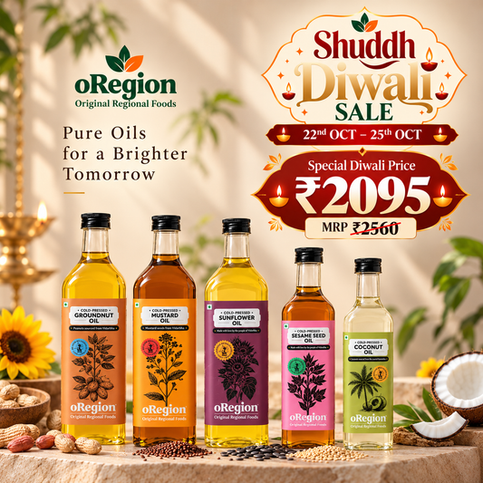 Everyday essential cooking oil collection | 5 Cold-Pressed Cooking Oils | Groundnut, Mustard, Sunflower, Sesame & Coconut Oil