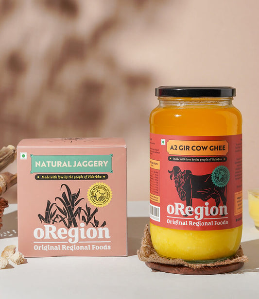 Natural Sugarcane Jaggery and A2 Gir Cow Ghee combo